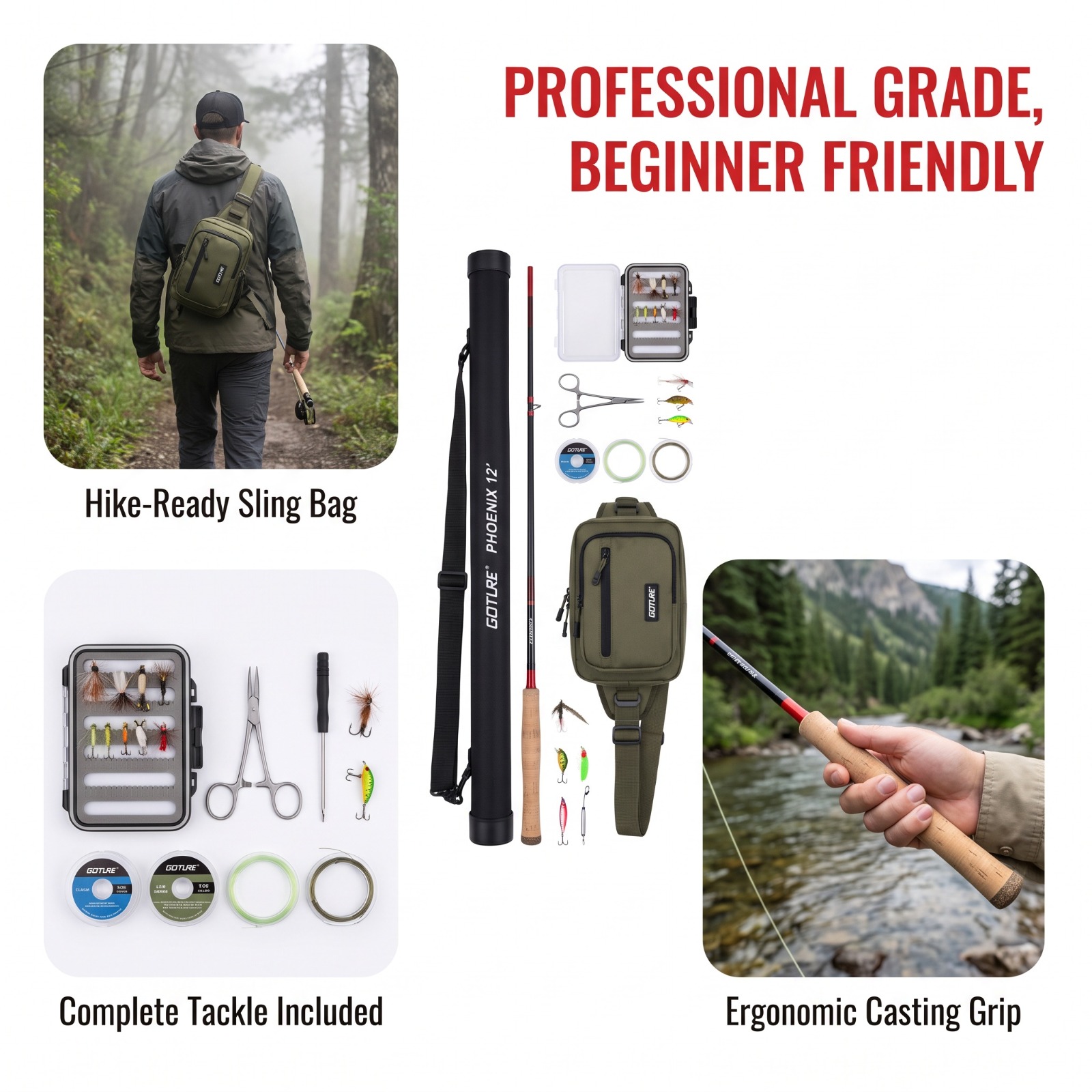 Goture 12FT 3.6M 텐카라 플라이 낚싯대 세 - Fly Fishing Set 리뷰 및 가격